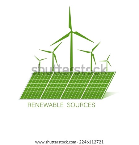Renewable Energy Source Icon. Green energy. Environmentally friendly. Vector Illustration Isolated on White Background.