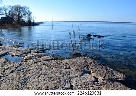 Limestone rock along south shore of Georgian Bay during Fall