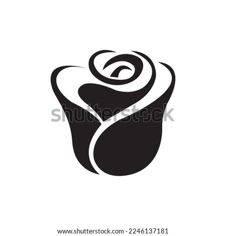 Rose Flower Icon Black and White Vector Graphic