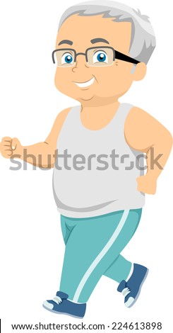 Illustration Featuring an Elderly Man Going for a Jog