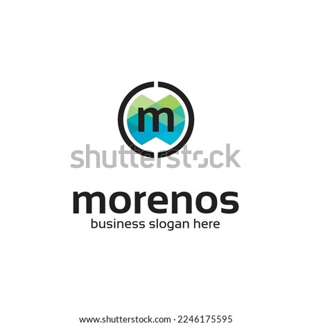 Corporate Logo Letter M Circle Business Logo. Circle frame divided into two parts and colorful parts inside with letter in the middle. Clean and modern clear logotype.