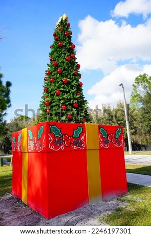 Christmas decoration in front of a community