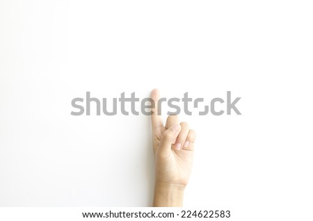 asia woman  hands hold sign on a white background
