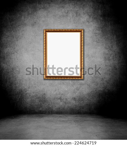 grunge room interior with frame photo on wall background.