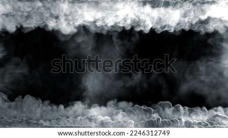 Top - bottom content frame of heavy smoke, isolated - object 3D rendering