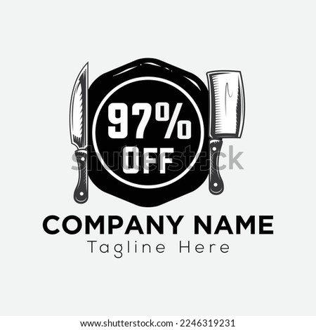Restaurant Logo On Letter 6 Template. Food On 6 Letter, Initial Chef, Offer Sign Concept