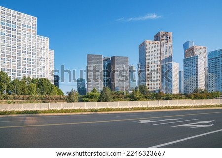 The skyline of modern urban architecture and highways in Beijing, the capital of China