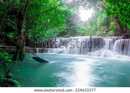 beautiful waterfall and green forest Resting Place and relax time