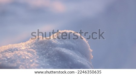 Pastel color snow surface with snowflakes, defocus, banner, screensaver, abstraction, texture, snowdrift, light glare, bokeh, selective focus, fluffy, frosty, dawn light, pink, blue, copyspace