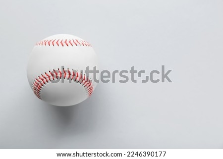 Baseball ball on white background, top view with space for text. Sports game