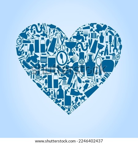 Heart from bath subjects. A vector illustration