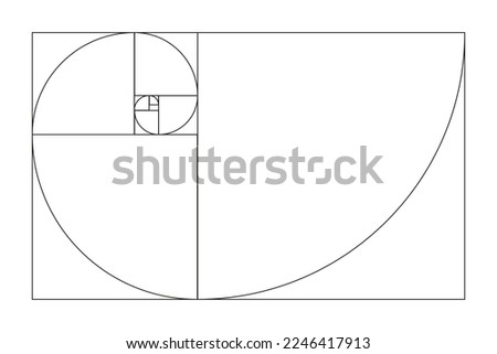 Golden ratio template. Method golden section. Fibonacci array, numbers. Golden proportions.