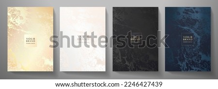 Modern elegant cover design set. Luxury fashionable background with abstract digital grunge pattern in black, gold, blue color. Elite premium vector template for menu, brochure, flyer layout, presenta Royalty-Free Stock Photo #2246427439