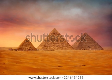 Pyramids in Cairo, Egypt taken in January 2022 Royalty-Free Stock Photo #2246434253