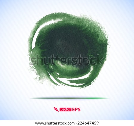 Brush stroke in the form of a circle with drop shadow. Drawing created in ink sketch handmade technique. Blank abstract textured round shape. Vector illustration design element 10 eps