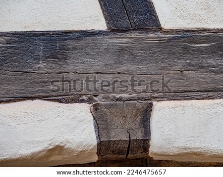 Building damage to historic half-timbered house Royalty-Free Stock Photo #2246475657