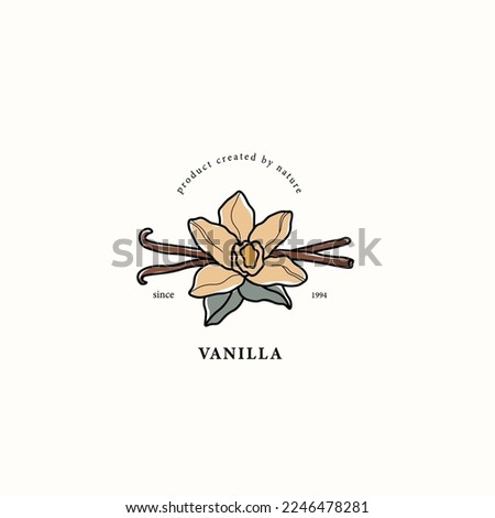 Line art vanilla flower drawing Royalty-Free Stock Photo #2246478281