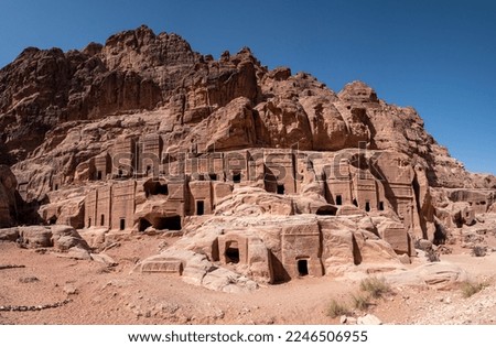 Intricately carved buildings at Petra, Jordan.
