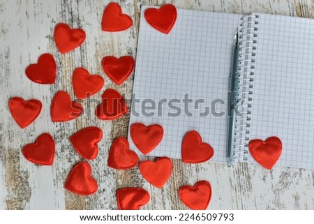 Notepad with hearts. St. Valentine's Day