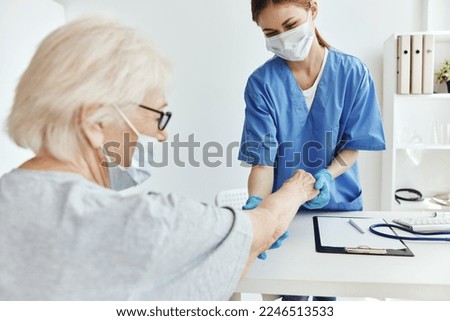 elderly woman and doctor examination health care