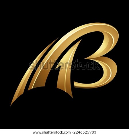 Golden Swooshing Letter B on a Black Background