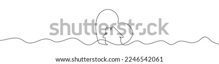 Love for home symbol in continuous line drawing style. Line art of heart with house. Vector illustration. Abstract background