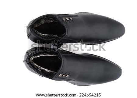 Man's Classic Black Leather Shoes Isolated on White Background