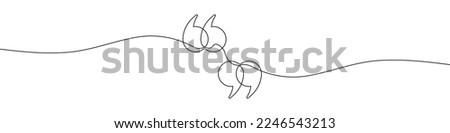 Quotation mark in continuous line drawing style. Line art of of a quote mark. Vector illustration. Abstract background