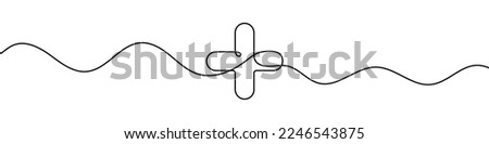 Plus sign in continuous line drawing style. Line art of a plus sign. Vector illustration. Abstract background