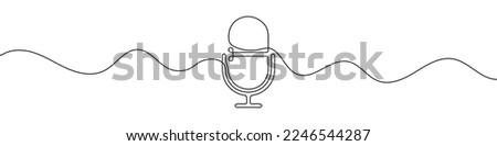 Microphone icon in continuous line drawing style. Line art of microphone symbol. Vector illustration. Abstract background