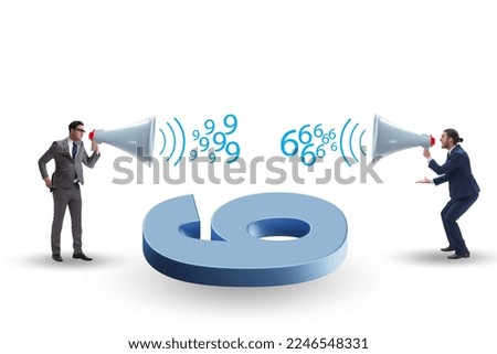 Argument over the numbers 9 and 6 Royalty-Free Stock Photo #2246548331
