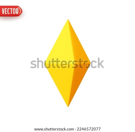 Geometric figure Rhombus yellow colors. Realistic 3d design In cartoon style. Icon isolated on white background. Vector illustration