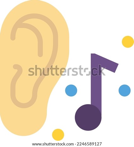 ears listening to music illustration in minimal style isolated on background