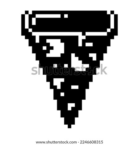 Pizza icon black-white vector pixel art icon
