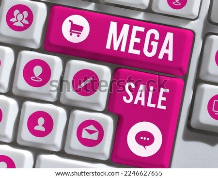 Text sign showing Mega Sale. Business idea The day full of special shopping deals and heavy discounts