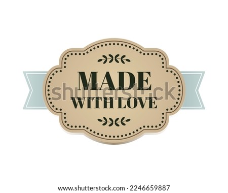 Made with love label, icon, sign. Sticker for organic products. Organic food badge. Vector illustration.
