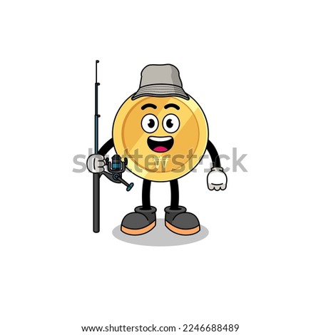 Mascot Illustration of south korean won fisherman , character design