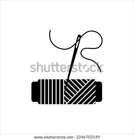 Thread Reel Needle Icon, Sewing Needle Thread Reel Vector Art Illustration