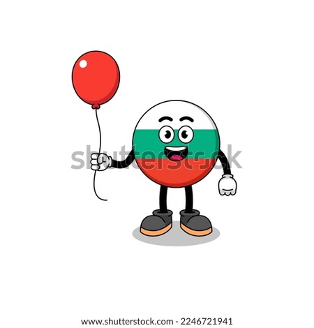 Cartoon of bulgaria flag holding a balloon , character design