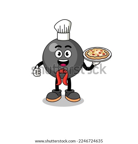 Illustration of dot symbol as an italian chef , character design
