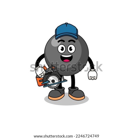 Cartoon Illustration of dot symbol as a woodworker , character design