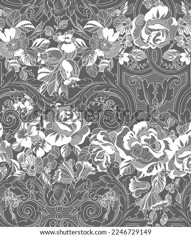 Seamless vintage floral lace pattern for your design. Baroque style elements