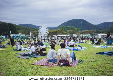 people watching concert in the park at open air,Summer festival concert. Royalty-Free Stock Photo #2246751391