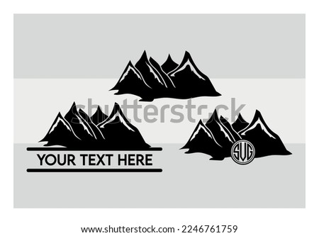 Mountains SVG, Mountain And Trees, Forest Svg Cricut, Silhouette Svg Cut File, Travel, Landscape, Outdoor, Tree, Nature, Monogram,Pine Tree, clip art , Dxf, Png, Eps