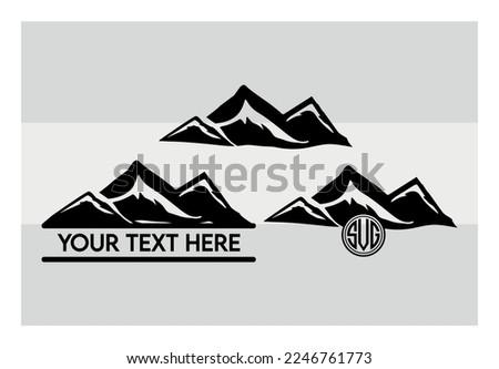 Mountains SVG, Mountain And Trees, Forest Svg Cricut, Silhouette Svg Cut File, Travel, Landscape, Outdoor, Tree, Nature, Monogram,Pine Tree, clip art , Dxf, Png, Eps