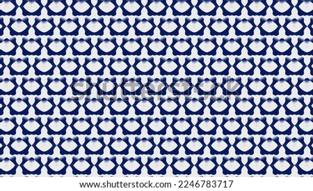 Seamless ornament of white artistic arch patterns with shadow effect and blurred style on dark blue background for wallpaper, cover, wrapping paper.