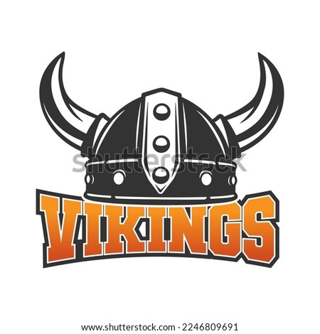 Vikings Sport Mascot Illustration Clip Art Design Shape. School Spirit Logo Silhouette Icon Vector.