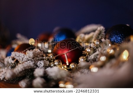 Christmas decoration balls. Christmas decor. congratulations postcard