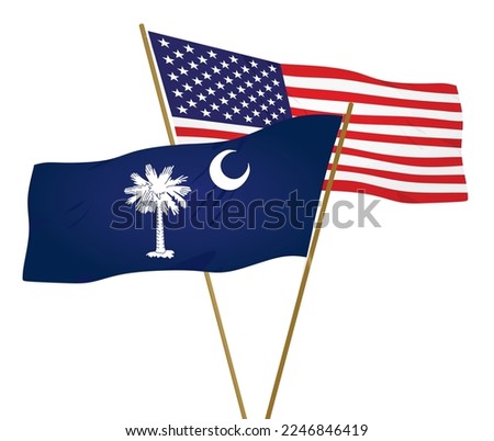 USA and South Carolina flags. vector