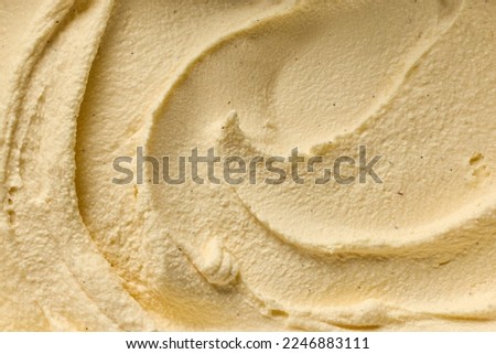homemade vanilla and banana ice cream texture, top view